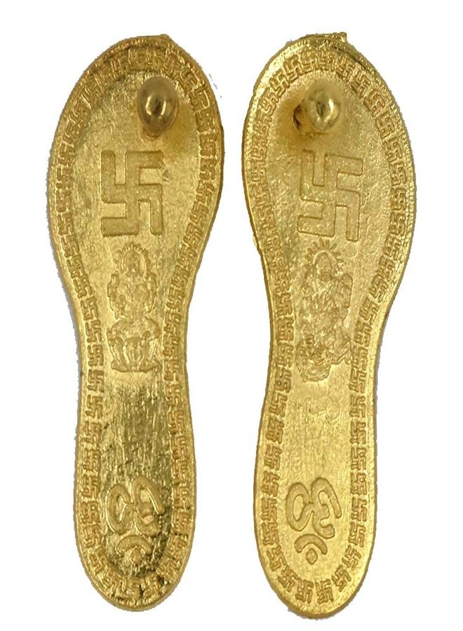 Nicolette Gold Plated Laxmi Charan Paduka (Big) Religious, Puja Article, Shree Laxmi MATA Charan Paduka for Entrance Door of Home/Office for Wealth Pooja Samagri (10) - Image 2